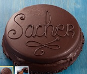 sacher taart gepersonaliseerd met chocolade tekst of logo