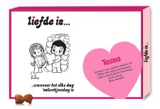 Milka chocolaatjes box 'Liefde is.......' gepersonaliseerd